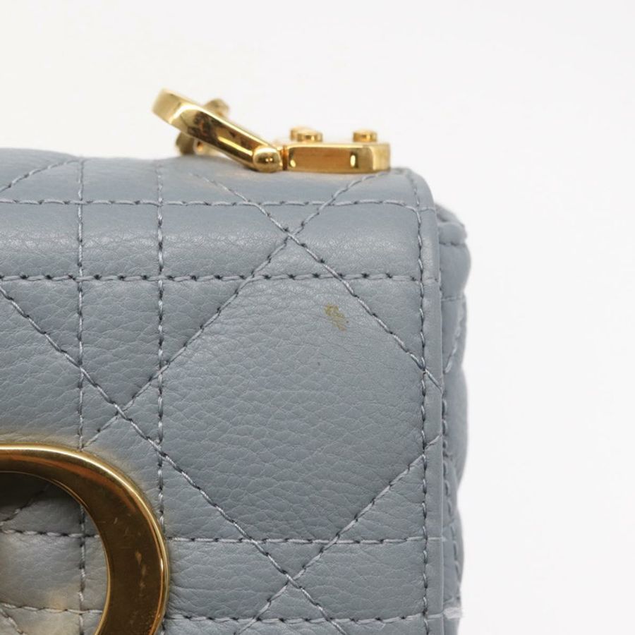 【日本直送】Christian Dior Canage 鏈條 Dior Caro 手袋 皮革 藍色 金色 正品 151372SAM-8