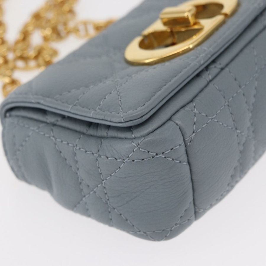【日本直送】Christian Dior Canage 鏈條 Dior Caro 手袋 皮革 藍色 金色 正品 151372SAM-14