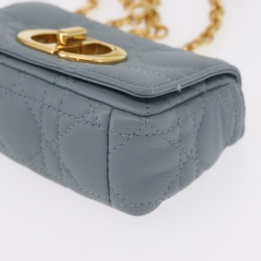 【日本直送】Christian Dior Canage 鏈條 Dior Caro 手袋 皮革 藍色 金色 正品 151372SAM-15