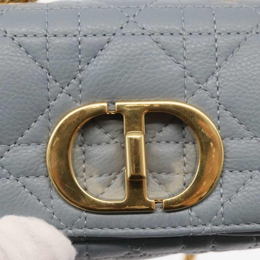 【日本直送】Christian Dior Canage 鏈條 Dior Caro 手袋 皮革 藍色 金色 正品 151372SAM-18
