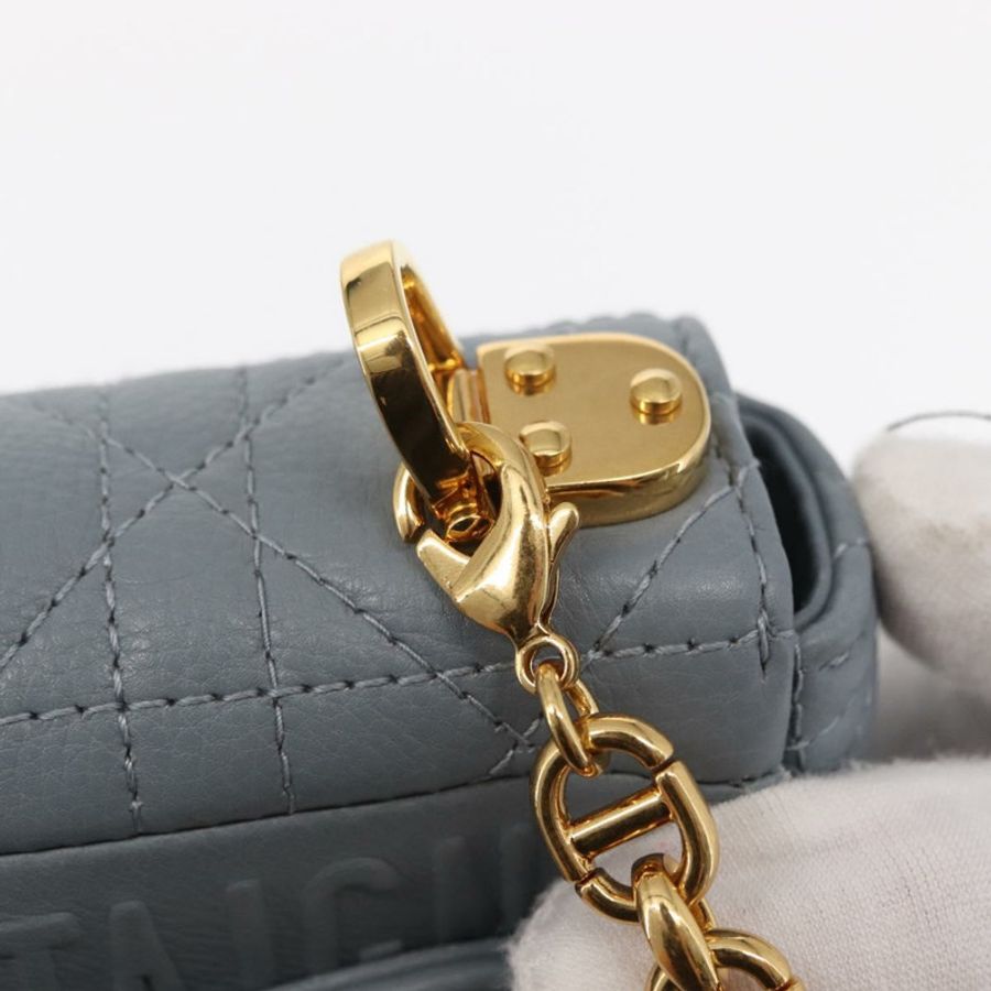 【日本直送】Christian Dior Canage 鏈條 Dior Caro 手袋 皮革 藍色 金色 正品 151372SAM-19