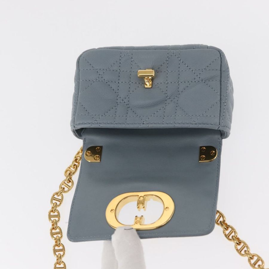 【日本直送】Christian Dior Canage 鏈條 Dior Caro 手袋 皮革 藍色 金色 正品 151372SAM-20