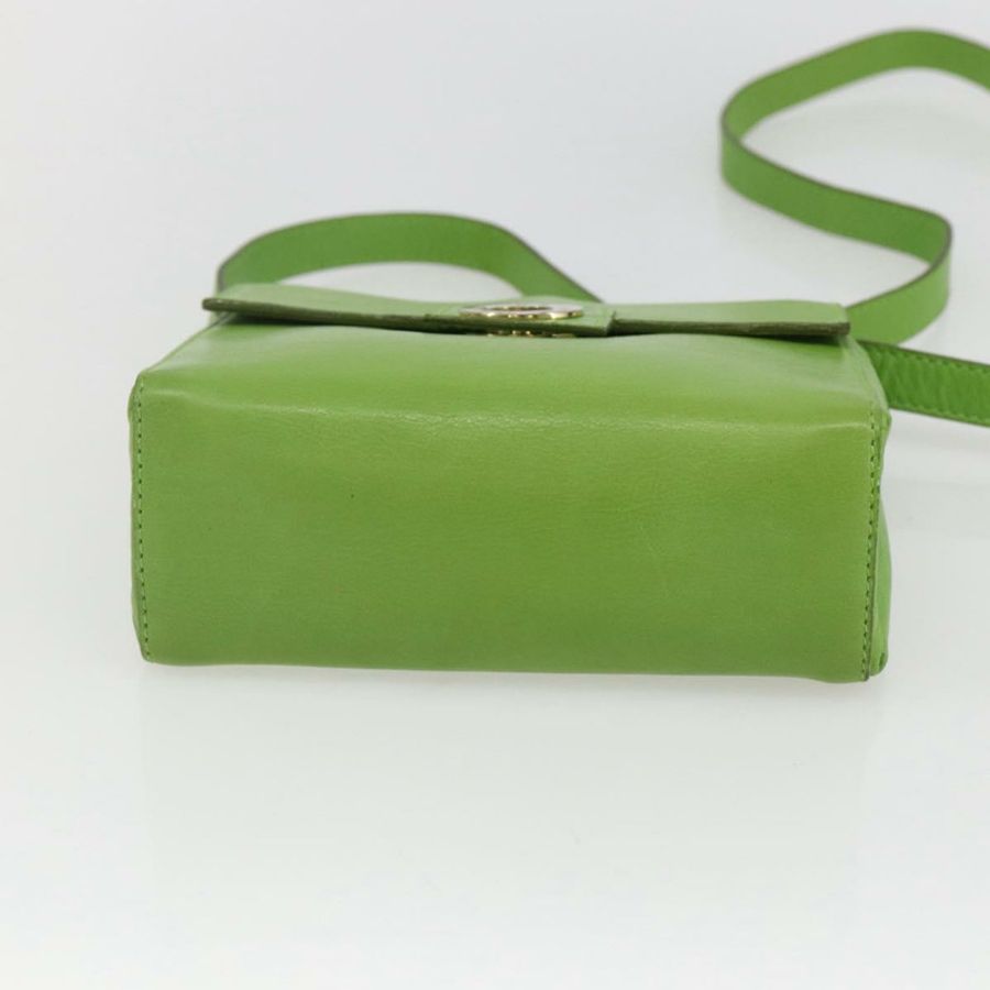 【日本直送】CELINE 圓背包 皮革 金色 淺綠色 正品 156219V-4