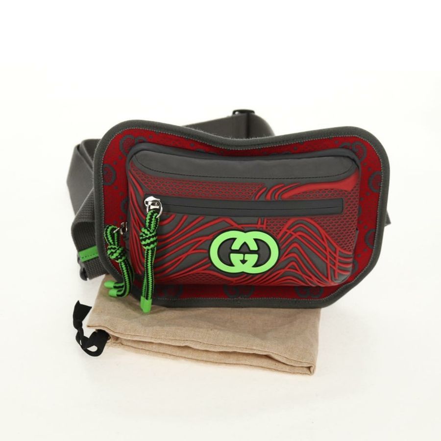 【日本直送】GUCCI GG帆布腰包 尼龍 灰色 銀色 752102 正品 BA8974V-11