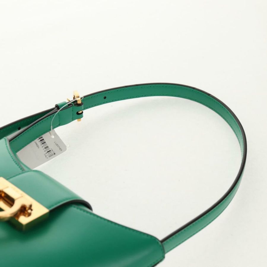 【日本直送】Salvatore Ferragamo Trifoglio Gancini 手提包 皮革 綠金 正品 am10108V-13