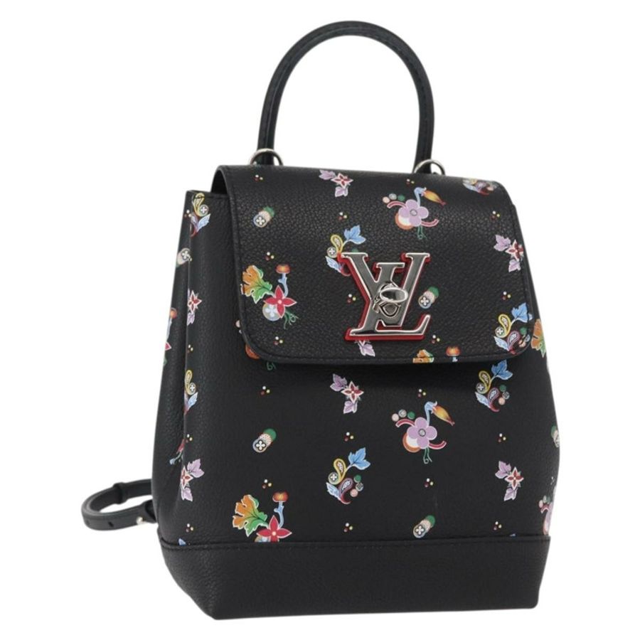 【日本直送】路易威登 (LOUIS VUITTON) 花卉印花 Rock Me 雙肩包,黑色皮革,貨號 M54848,正品,ka827M-0