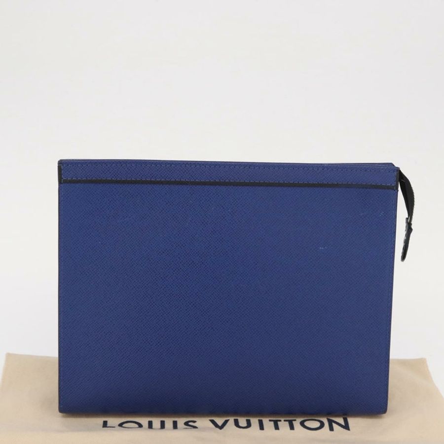 【日本直送】路易威登 Taiga 皮革 Pochette Voyager MM 手袋 藍色 M30399 LV 正品 BA9205-11