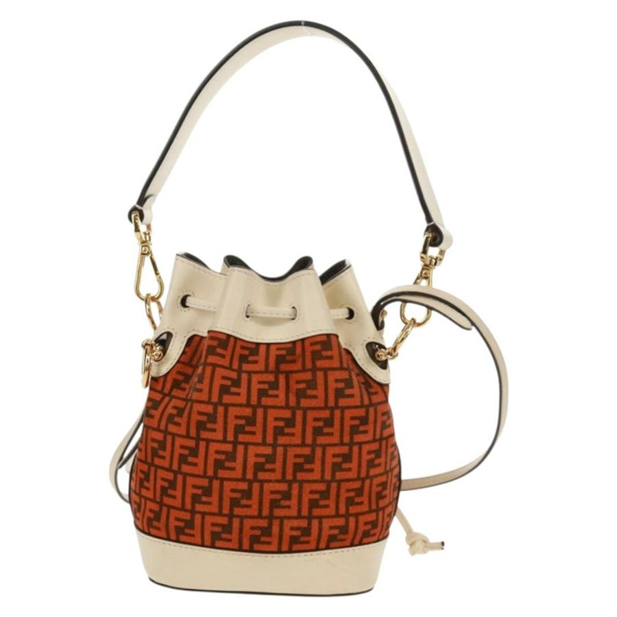 【日本直送】FENDI Zucchino帆布迷你Montrezor手提包,橘色金色,兩用款,正品,貨號159396V-1
