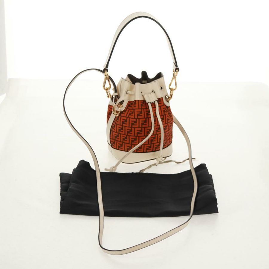 【日本直送】FENDI Zucchino帆布迷你Montrezor手提包,橘色金色,兩用款,正品,貨號159396V-11