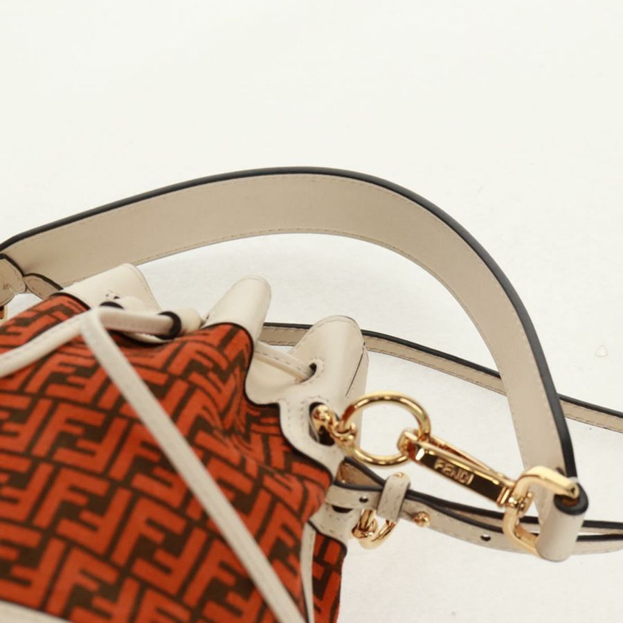 【日本直送】FENDI Zucchino帆布迷你Montrezor手提包,橘色金色,兩用款,正品,貨號159396V-13