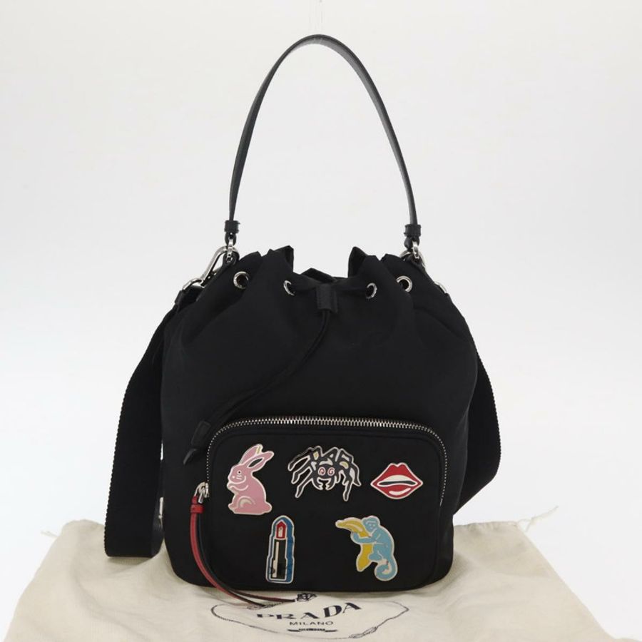 【日本直送】PRADA 尼龍雙肩手提包,黑色銀色,正品,貨號 158945SAM-11
