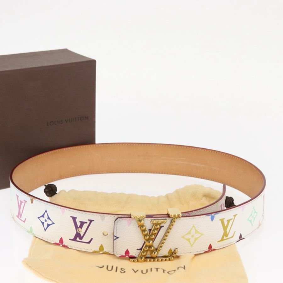 【日本直送】路易威登 (LOUIS VUITTON) 多色皮帶,LV 印花字母鉚釘 M6909,正品編號 159470V-24