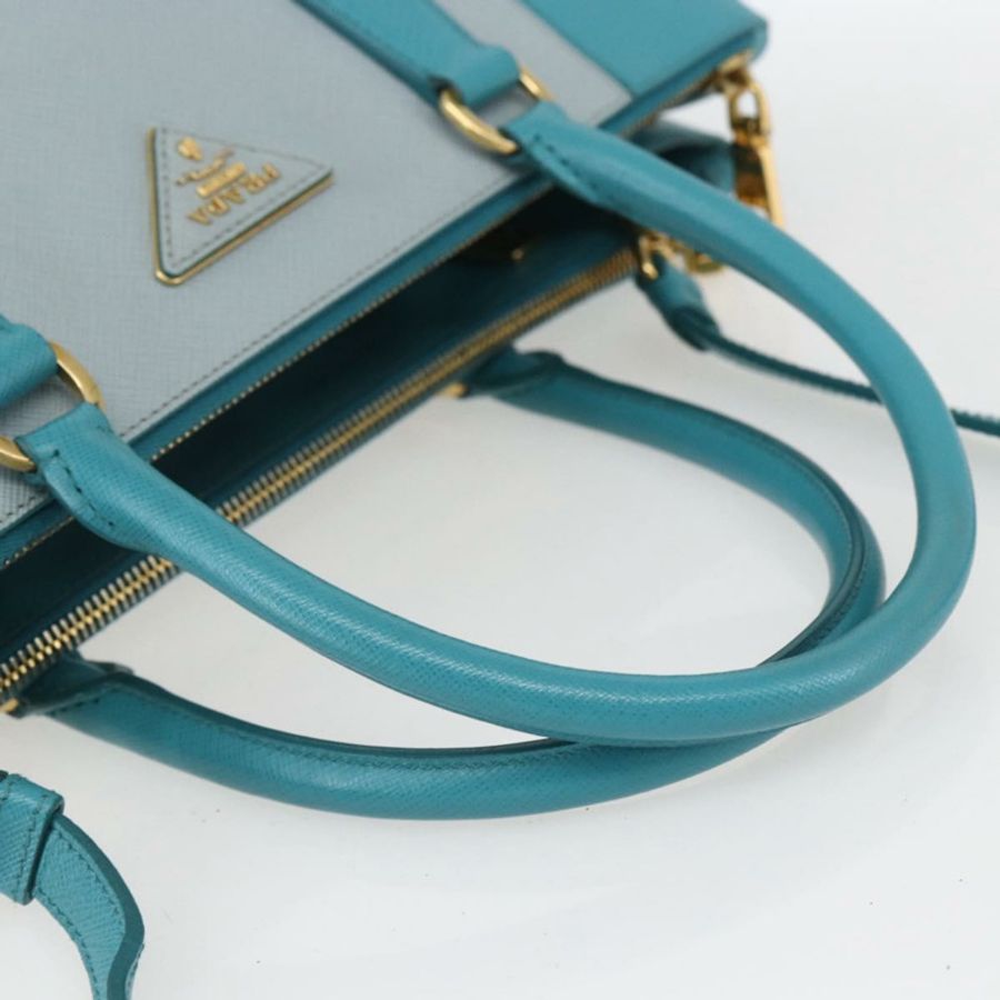 【日本直送】PRADA 手提包 Safiano 皮革 2way 綠色金色 Auth BA9274V-6