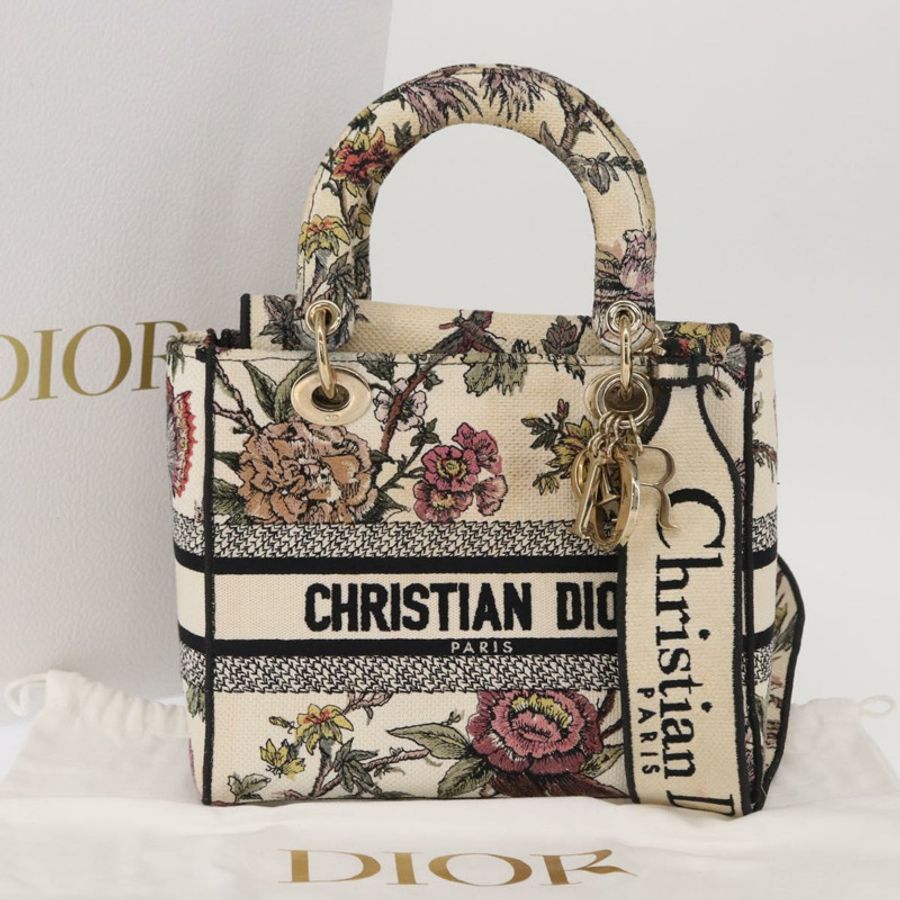 【日本直送】Christian Dior Jardin 手提包 帆布 兩用 米色 金色 正品 bs31958-23
