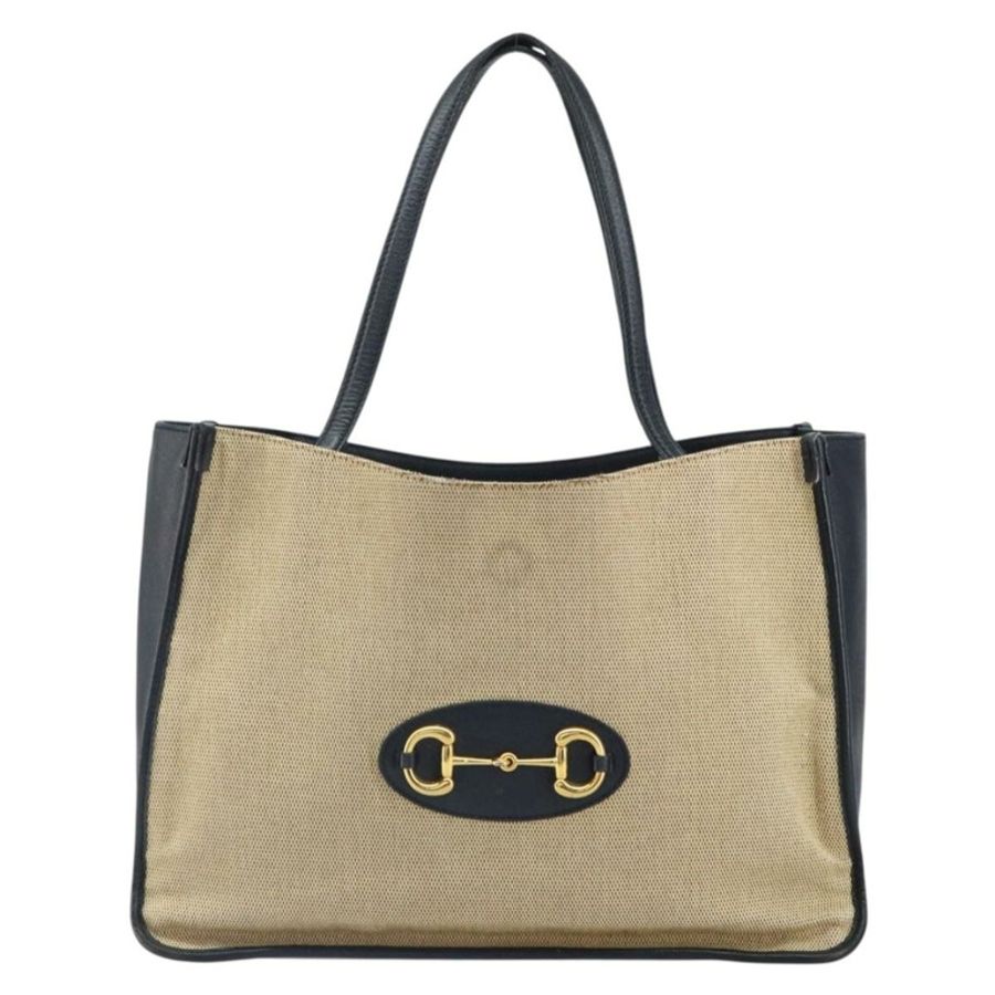 【日本直送】GUCCI 馬銜扣帆布手提包 米色 金色 623694 正品 BA9373-12
