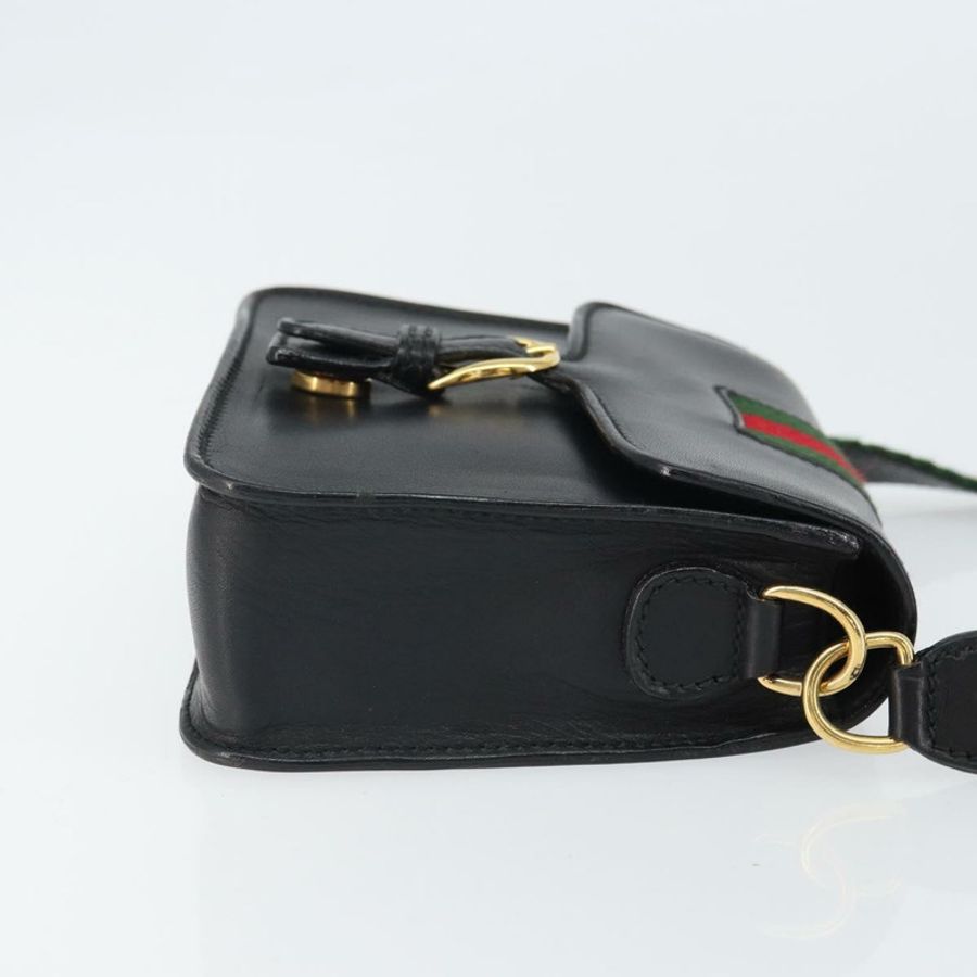 【日本直送】GUCCI Web Sherry Line 單肩包 皮革 黑色 紅色 007 1274 0230 Auth 162391-2