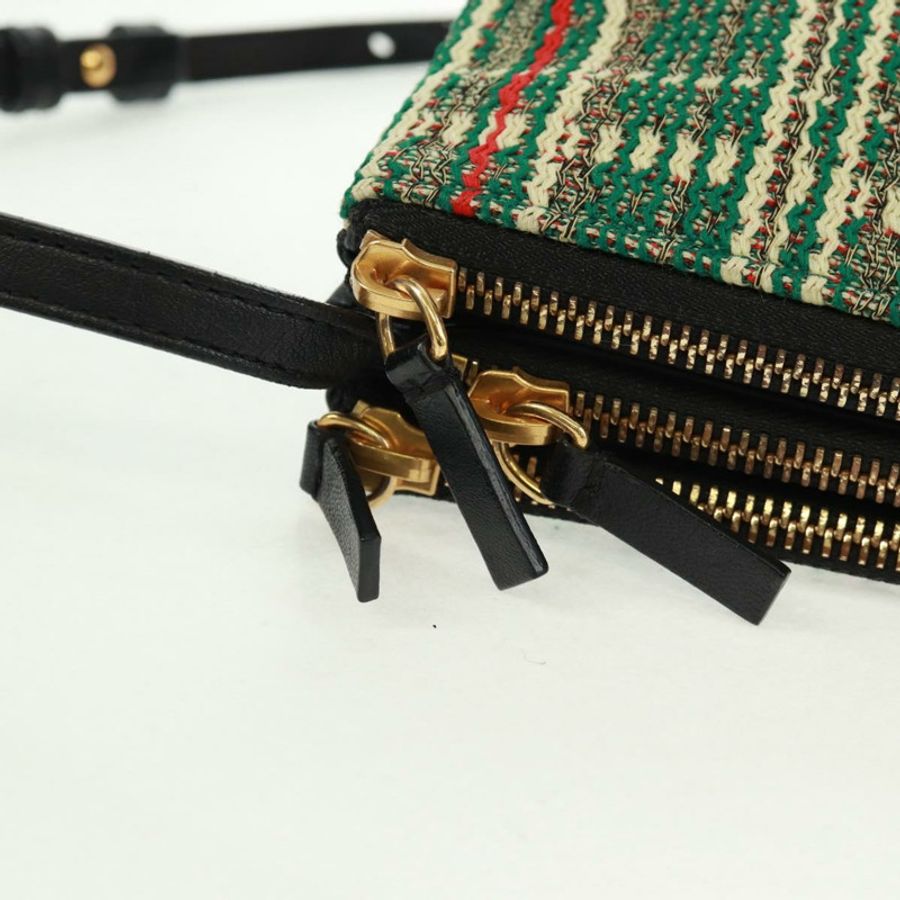 【日本直送】CELINE Trio 大單肩包,斜紋軟呢,綠色/金色,正品 162840V-8
