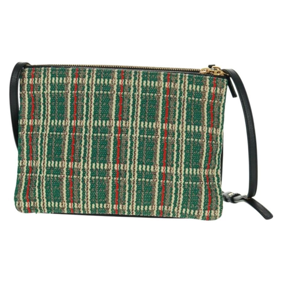 【日本直送】CELINE Trio 大單肩包,斜紋軟呢,綠色/金色,正品 162840V-12
