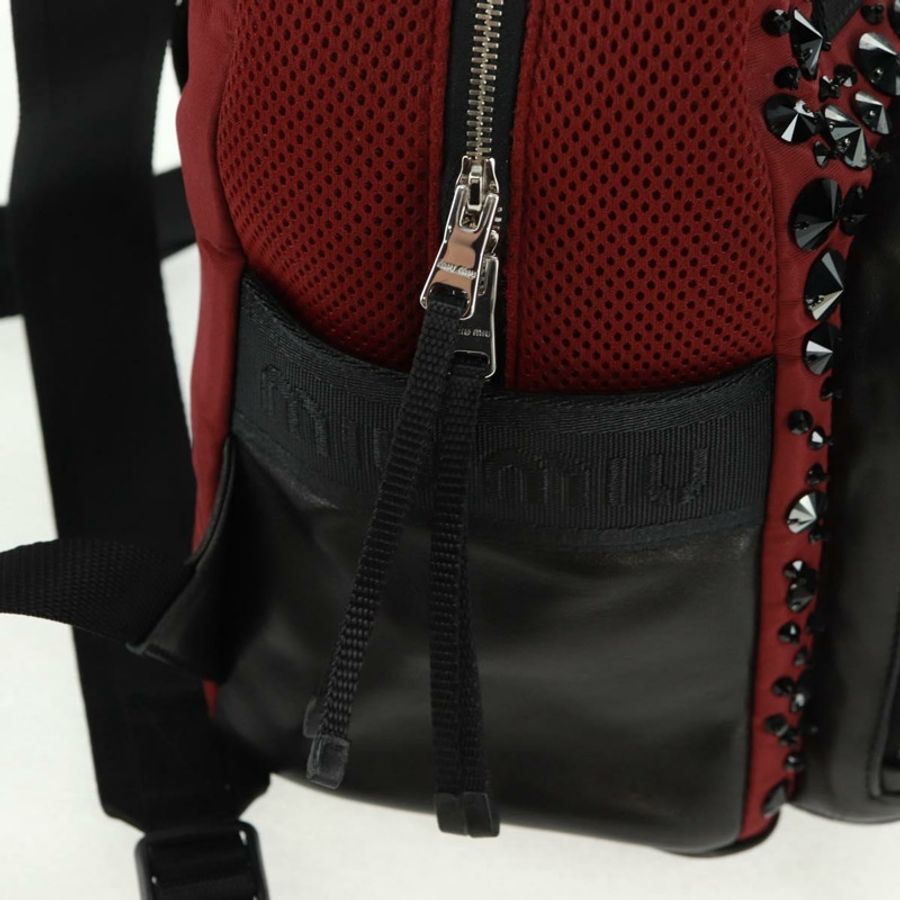 【日本直送】Miu Miu 雙肩包 尼龍皮革 酒紅色 5BZ005 正品 164089SAV-22