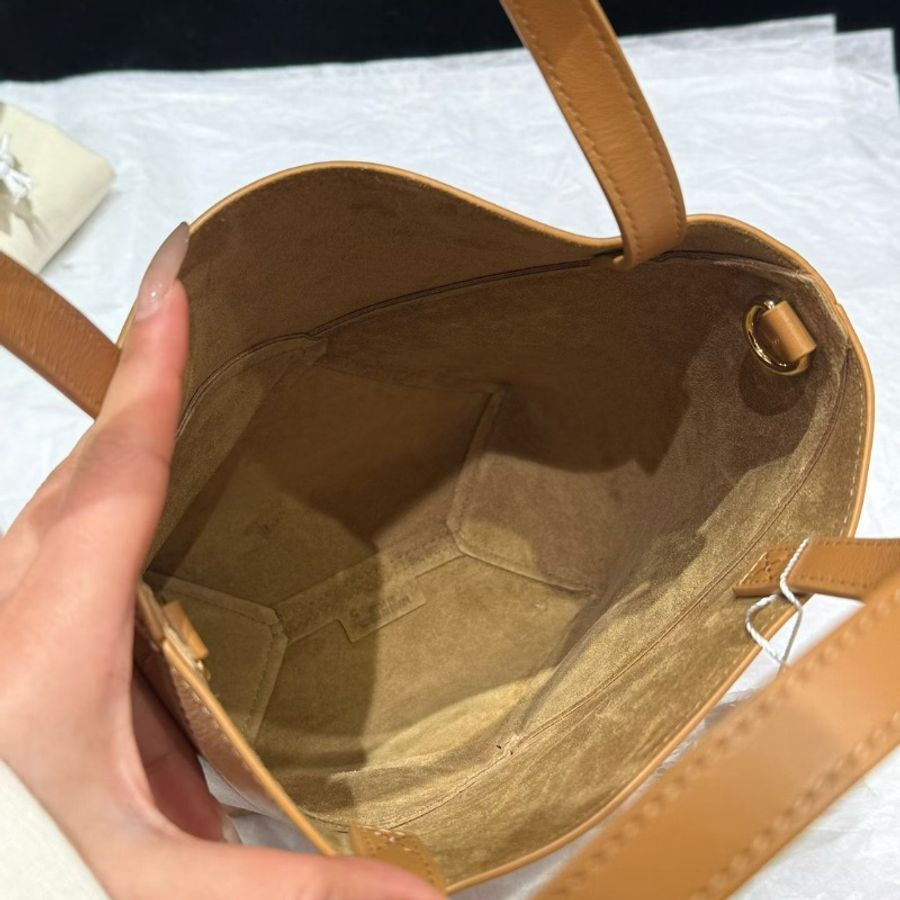 Loewe mini Front折疊棕色tote包 17*20cm 98新配件塵袋-3