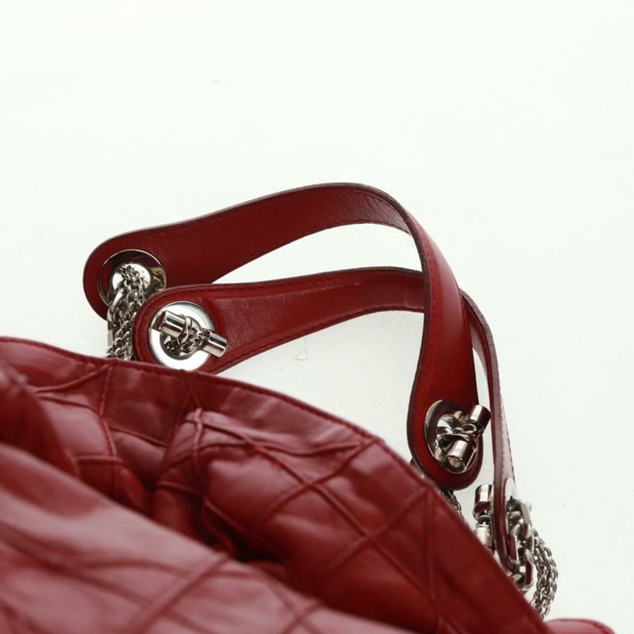 【日本直送】Christian Dior Canage 鏈條肩背包,皮革材質,紅色銀色,正品編號 166291-13