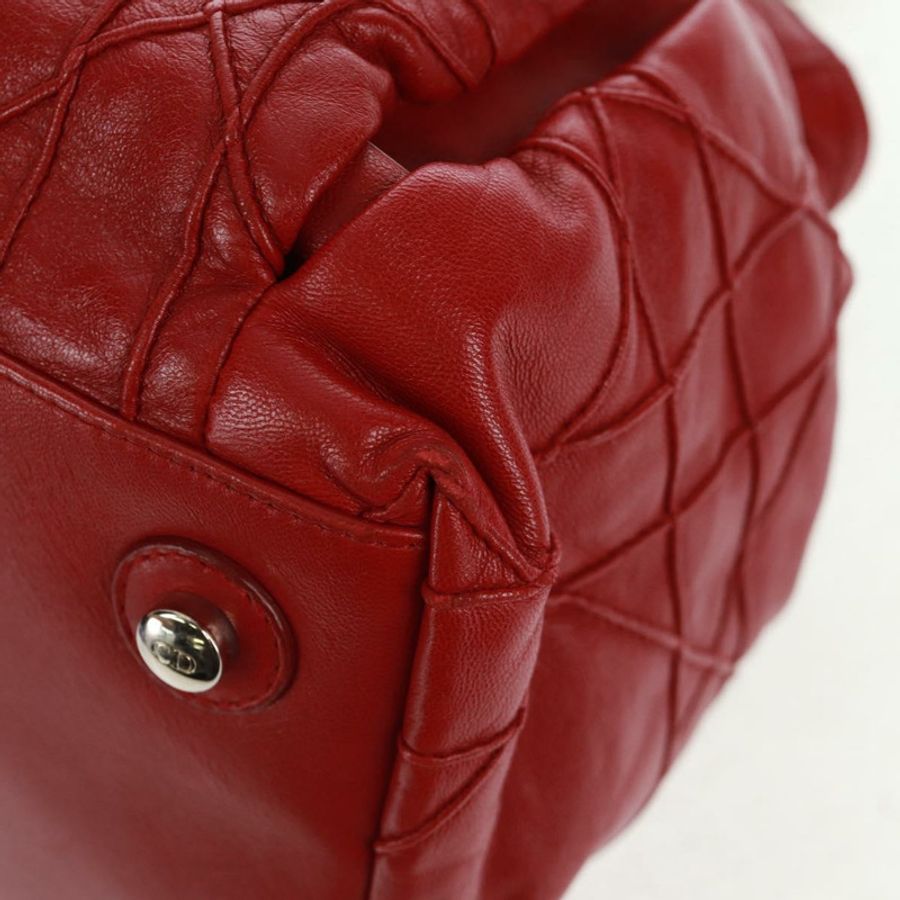 【日本直送】Christian Dior Canage 鏈條肩背包,皮革材質,紅色銀色,正品編號 166291-14