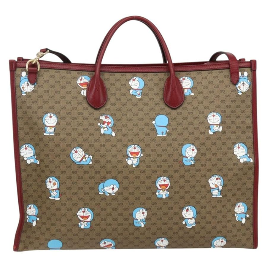 【日本直送】GUCCI GUCCI × Doraemon Micro GG Supreme Bag PVC 2way Beige 653952 Auth 149861SM-1