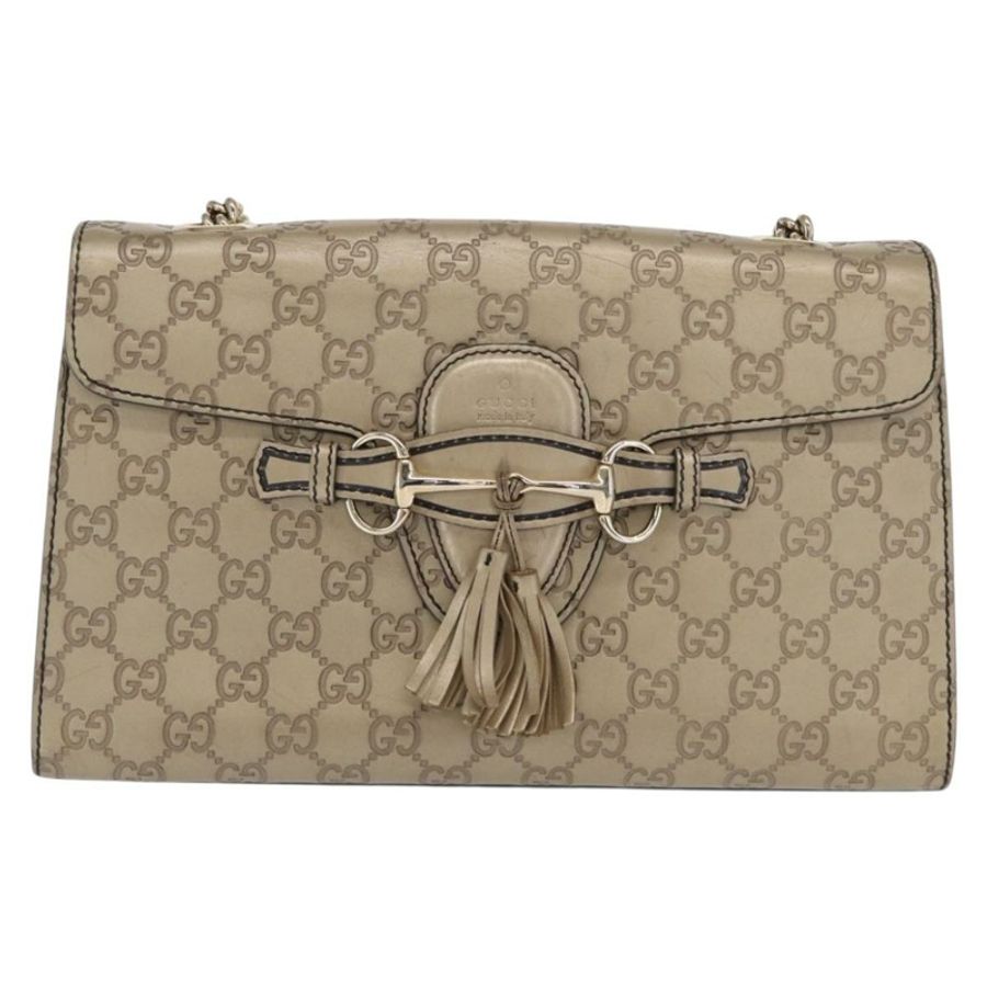 【日本直送】GUCCI GG帆布 Guccissima 鏈條馬銜扣包 皮革 米色 295402 正品 169035-12