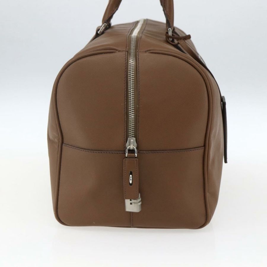 【日本直送】PRADA 波士頓包 Safiano 皮革 棕色 銀色 正品 am10770V-2
