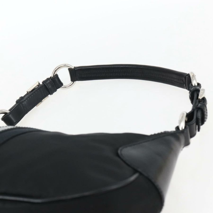 【日本直送】PRADA 尼龍皮革手提包 黑色 銀色 BR3043 正品 am10754SAV-13