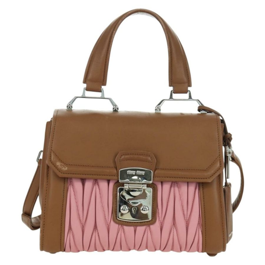 【日本直送】Miu Miu Matelasse 手袋 皮革 兩用 粉紅色 銀色 正品 172533M-1