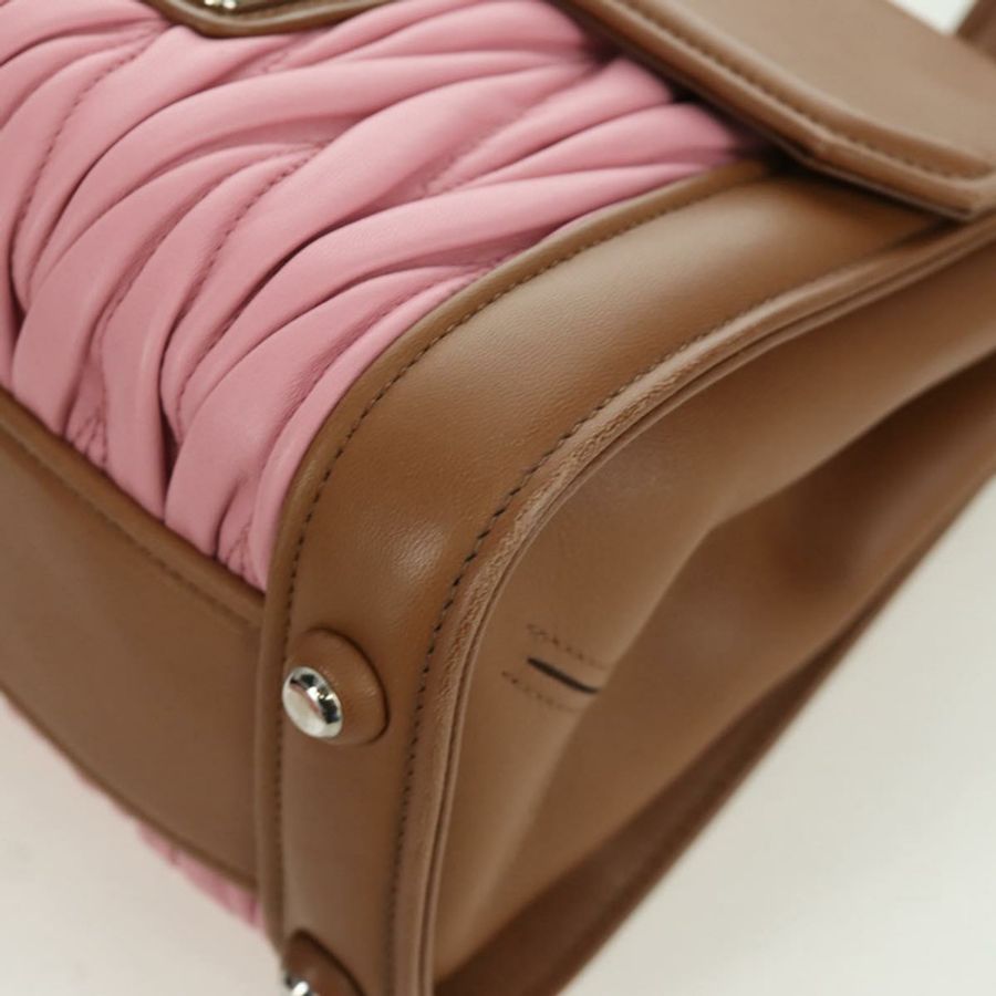 【日本直送】Miu Miu Matelasse 手袋 皮革 兩用 粉紅色 銀色 正品 172533M-12