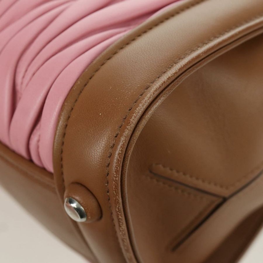 【日本直送】Miu Miu Matelasse 手袋 皮革 兩用 粉紅色 銀色 正品 172533M-14
