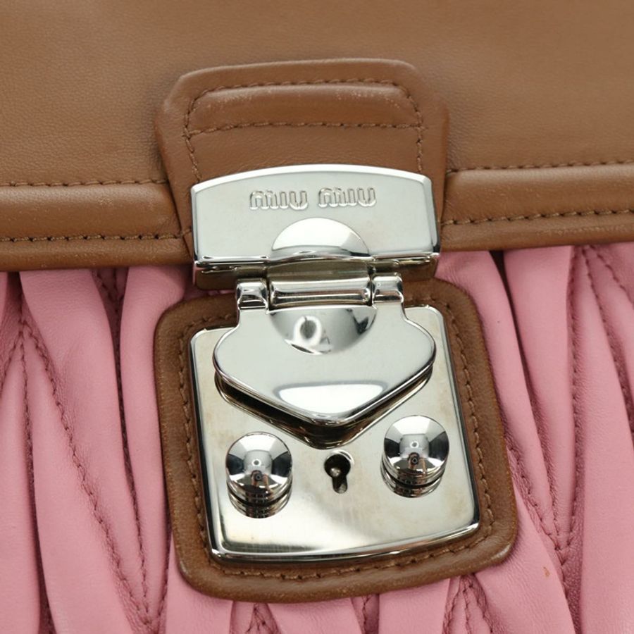 【日本直送】Miu Miu Matelasse 手袋 皮革 兩用 粉紅色 銀色 正品 172533M-17