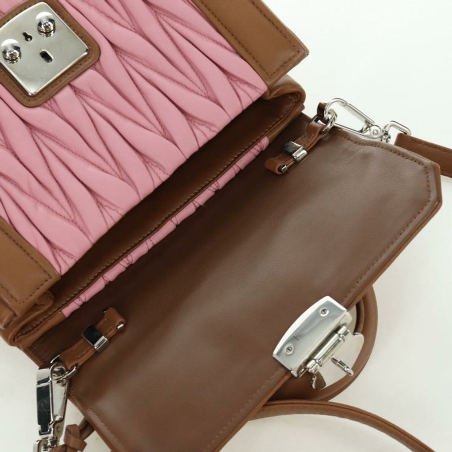 【日本直送】Miu Miu Matelasse 手袋 皮革 兩用 粉紅色 銀色 正品 172533M-18