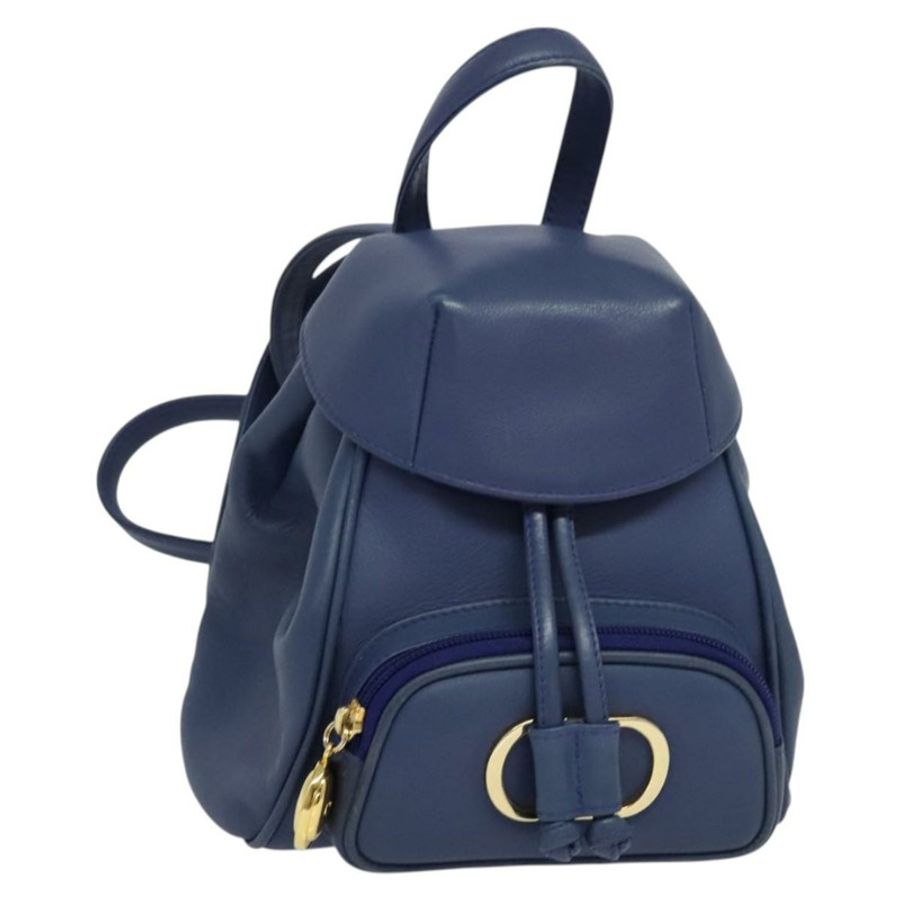 【日本直送】Christian Dior 藍色真皮雙肩包 正品 BA875SAV-0