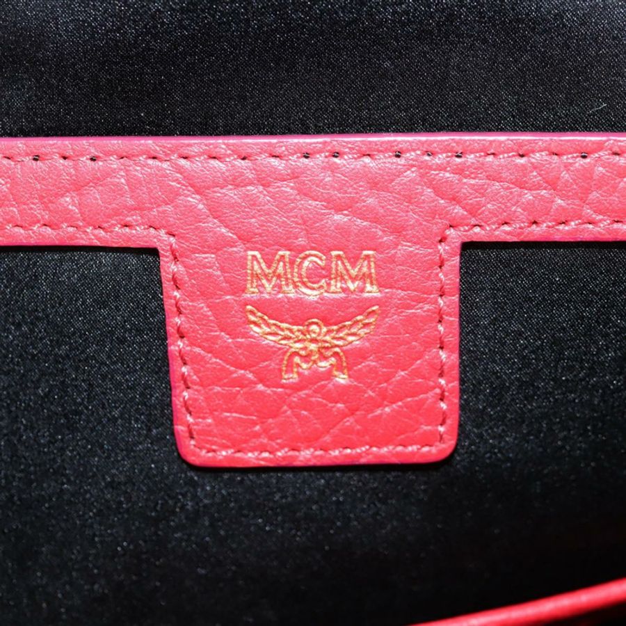【日本直送】MCM Logoogram Vicetos 鉚釘雙肩包 皮革 紅色 金色 正品 126799V-19