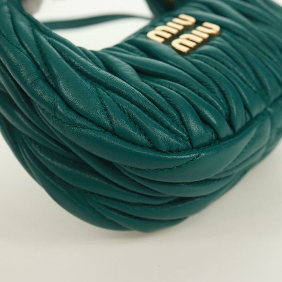 【日本直送】Miu Miu Matelasse Micro Hobo 單肩包,皮革材質,綠色/金色,正品,貨號 168972SM-14