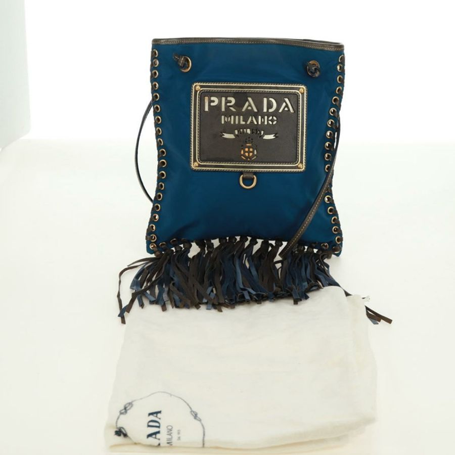【日本直送】PRADA 尼龍藍金肩包 正品 171065V-11