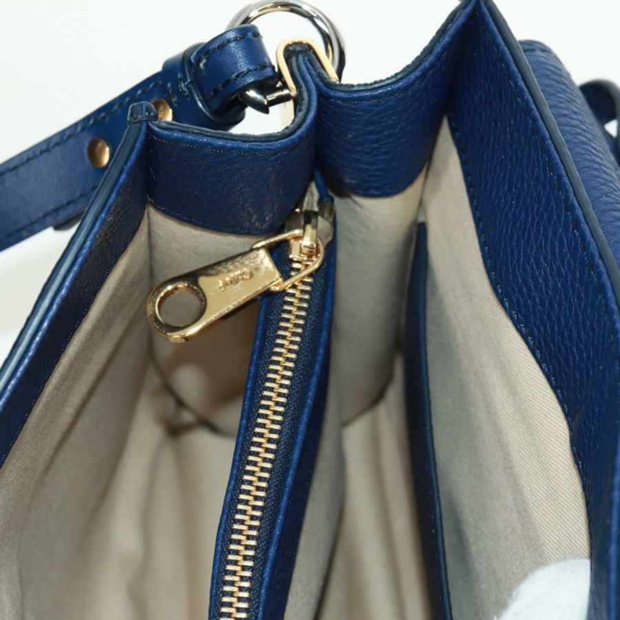 【日本直送】Chloe Abbey Smallday 手提包 皮革 2way Blue Gold Silver Auth am10710V-24