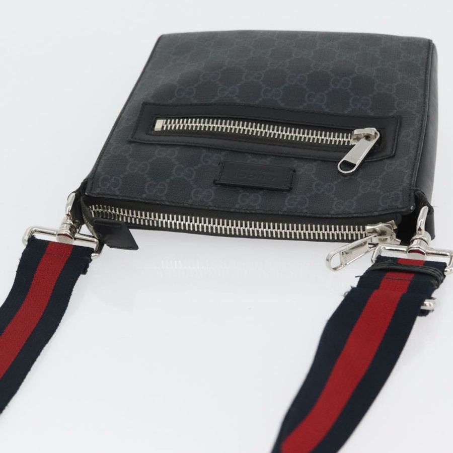 【日本直送】GUCCI GG Supreme Sherry Line 單肩包 PVC 黑色銀色 523599 正品 BA10640-5