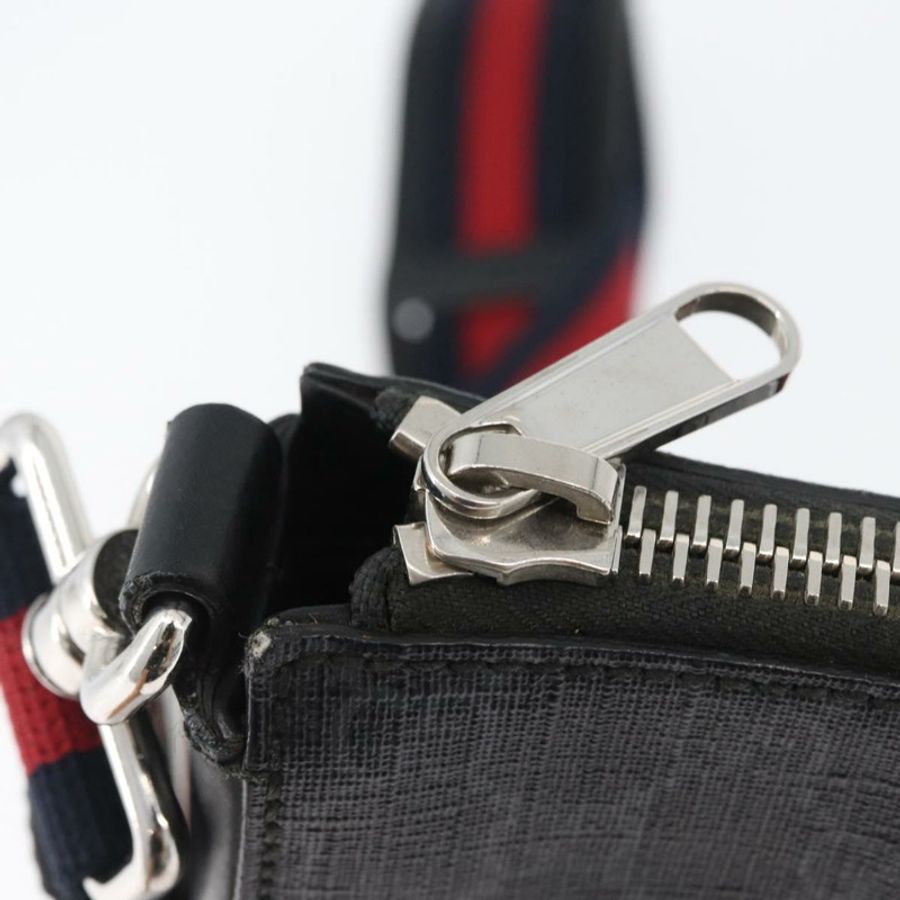 【日本直送】GUCCI GG Supreme Sherry Line 單肩包 PVC 黑色銀色 523599 正品 BA10640-9