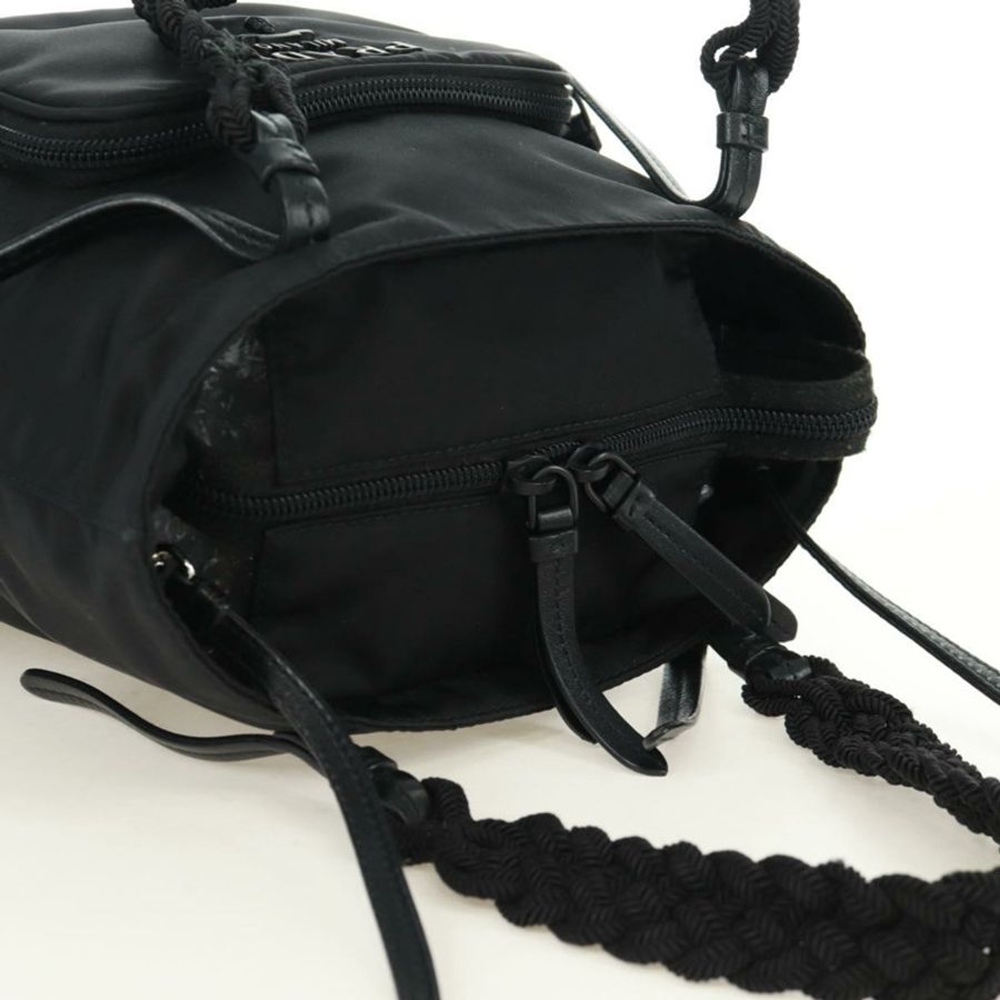 【日本直送】PRADA 尼龍雙肩包 黑色銀色 1BA207 正品 166882SAM-13