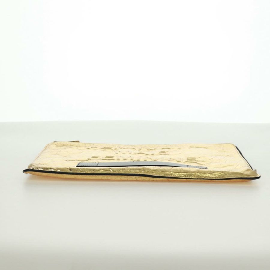 【日本直送】香奈兒金色雙C標誌皮革手拿包,貨號165360M-5