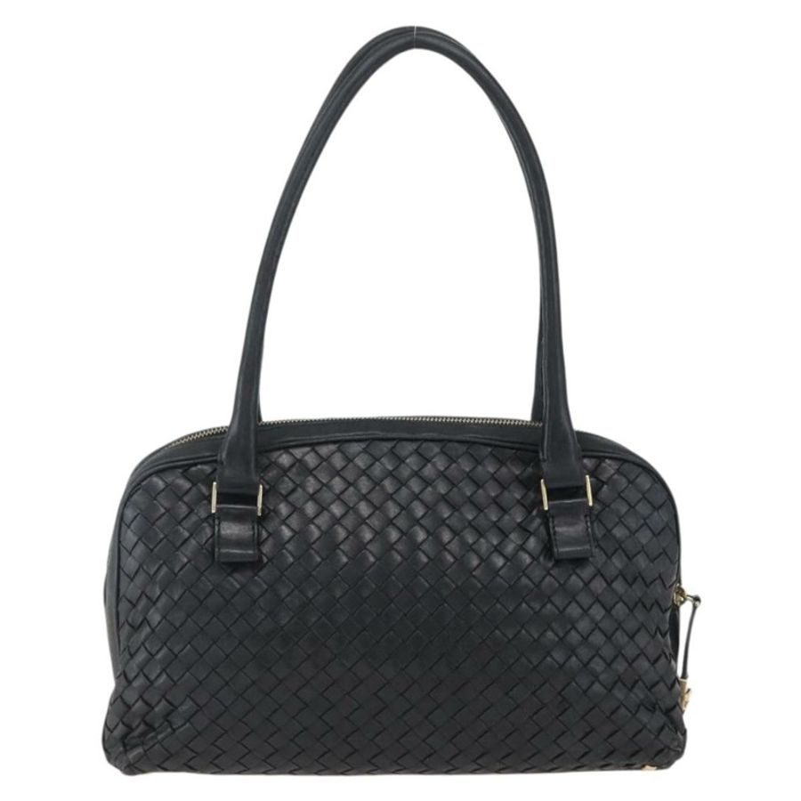 【日本直送】BOTTEGA VENETA INTRECCIATO 手提包 皮革 黑色 金色 Auth mr2087-1