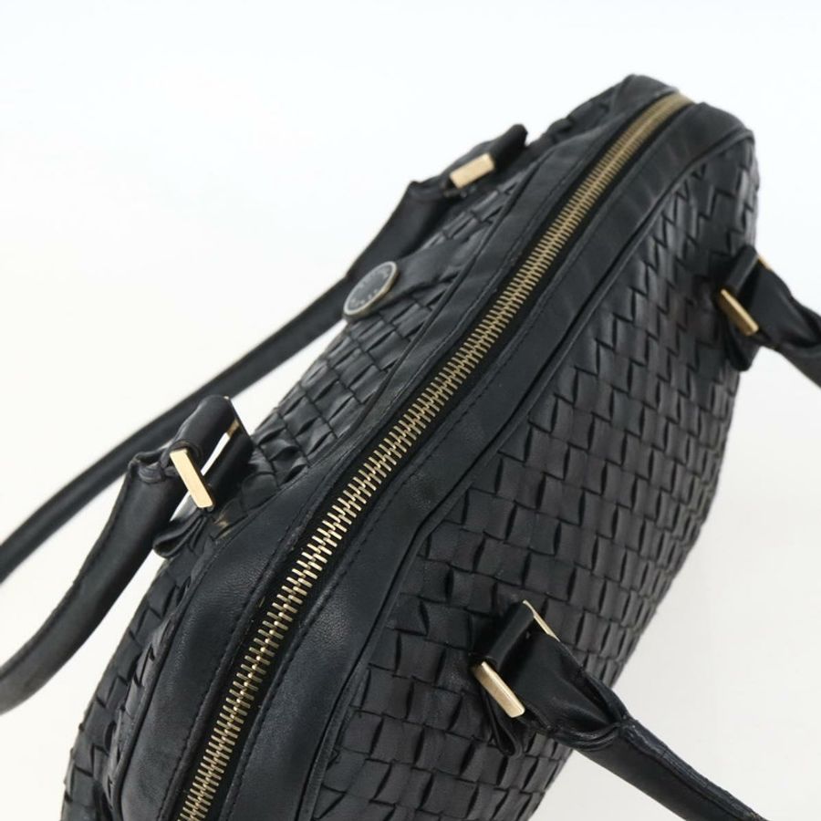 【日本直送】BOTTEGA VENETA INTRECCIATO 手提包 皮革 黑色 金色 Auth mr2087-5