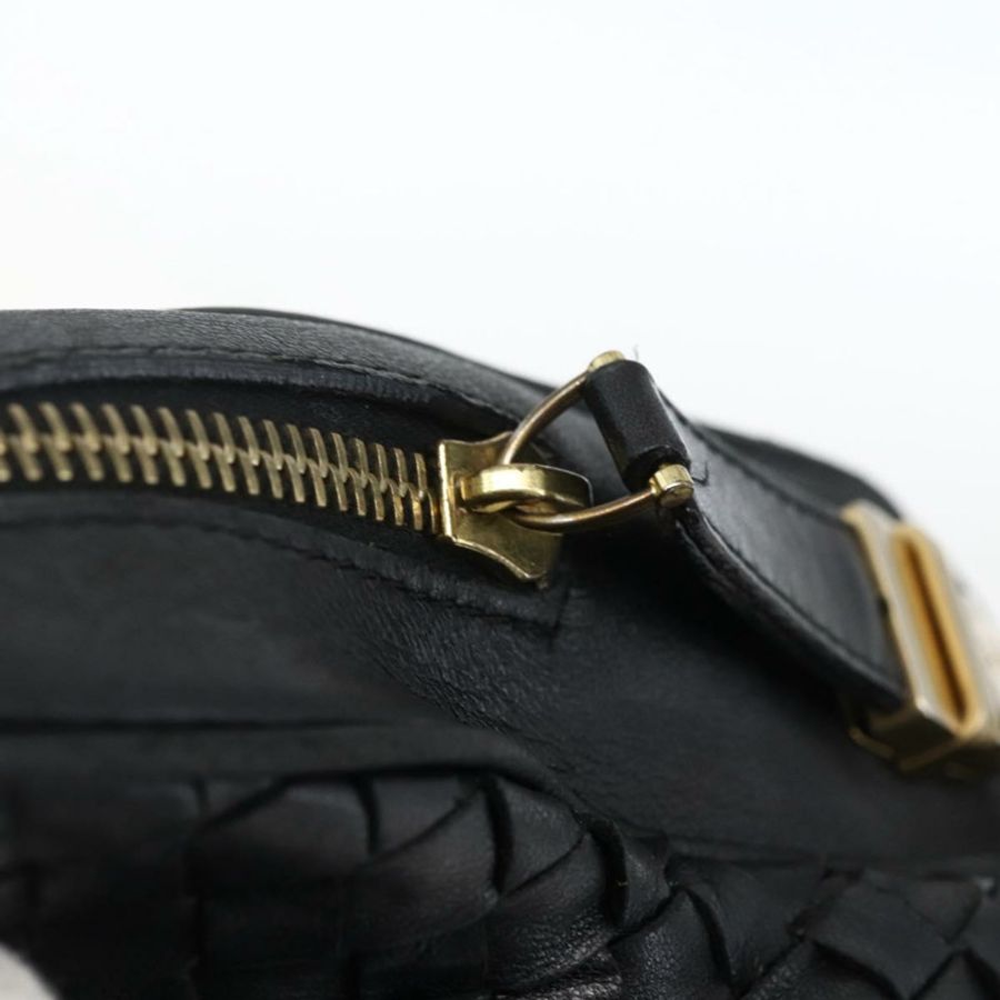 【日本直送】BOTTEGA VENETA INTRECCIATO 手提包 皮革 黑色 金色 Auth mr2087-8
