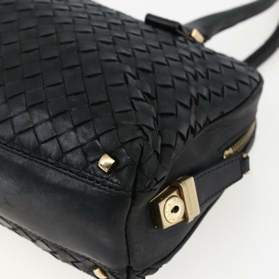 【日本直送】BOTTEGA VENETA INTRECCIATO 手提包 皮革 黑色 金色 Auth mr2087-15