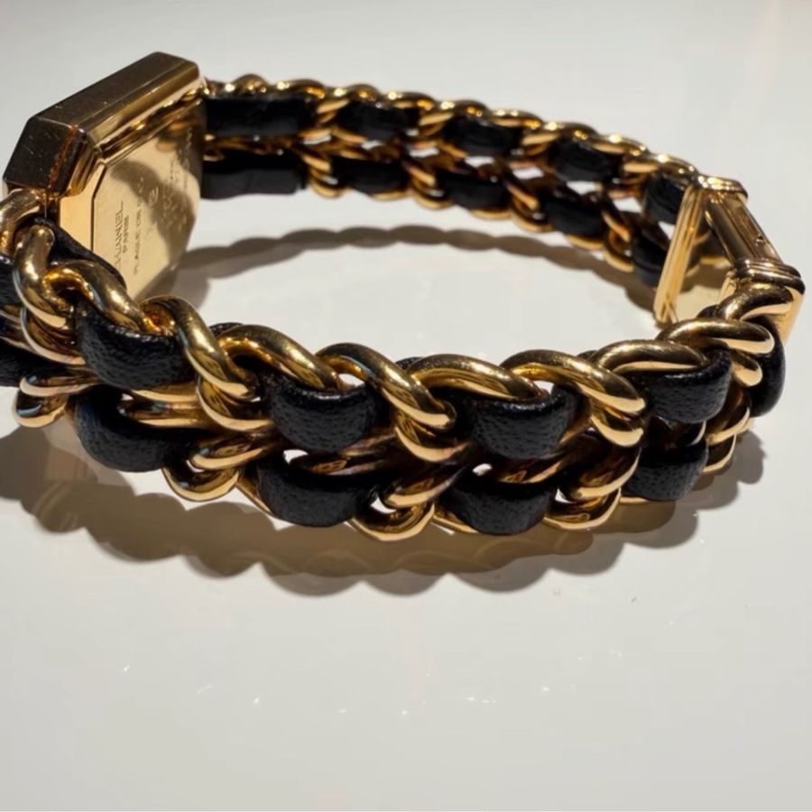【90新 ✨ 全網最低價！】中古 Chanel香奈兒黑金方糖中古手錶 M碼（下單前先詢問庫存❗️）-4