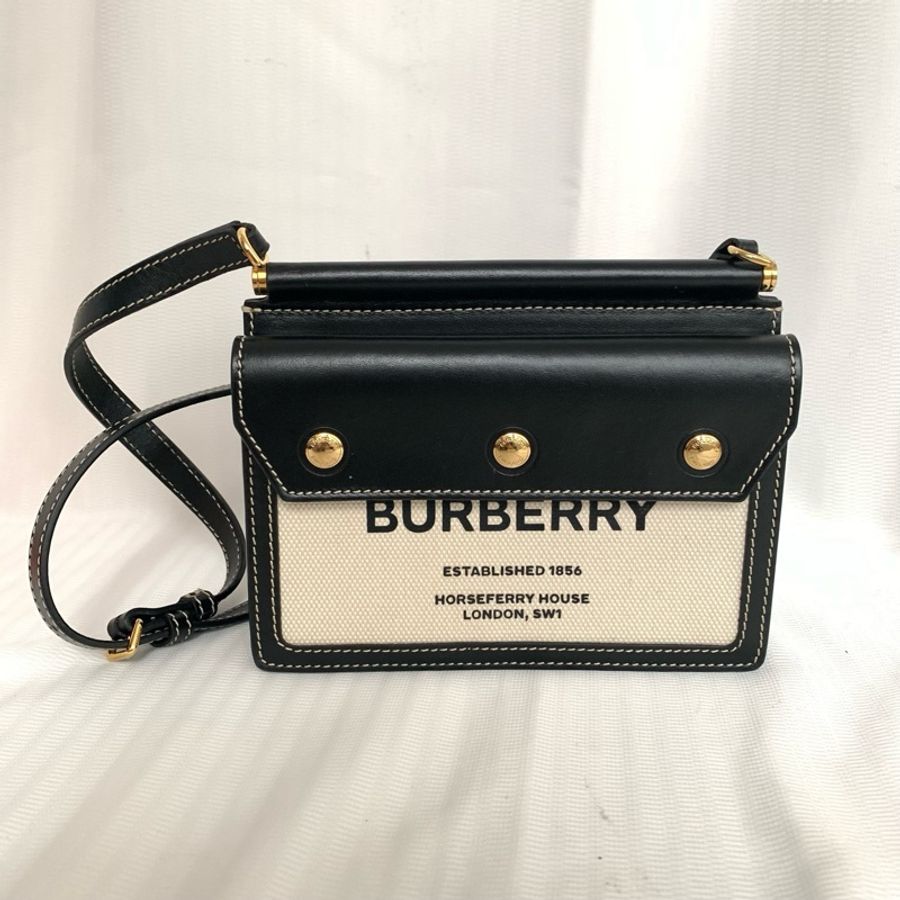 98新 burberry巴寶莉 黑白拼色mini郵差 底長19-0